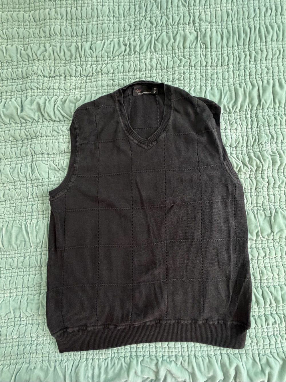 Greg Norman Collection Black V-Neck Sweater Vest-Med